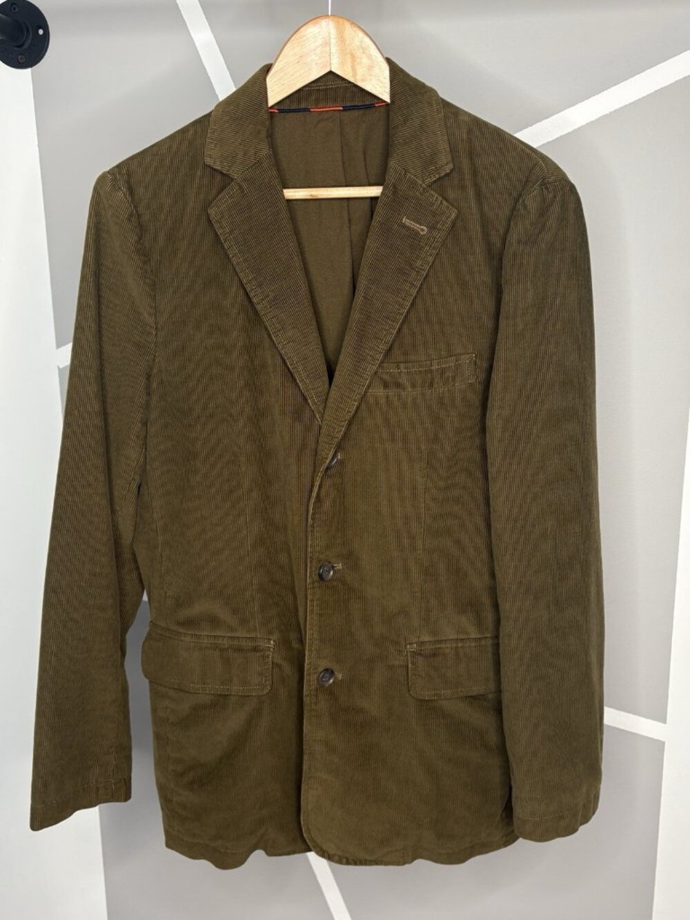 Vintage J Crew Blazer Corduroy Men’s Large Olive Casual Sport Coat Preppy Y2K